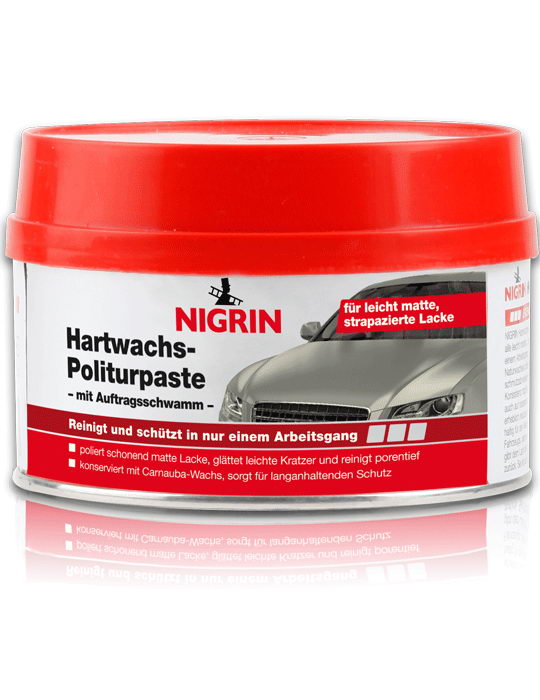 NIGRIN Hartwachs-Politurpaste - mit Auftragsschwamm - (250ml)