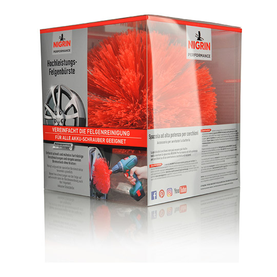 NIGRIN Performance Hochleistungs-Felgenbürste (inkl. Schutzbrille)
