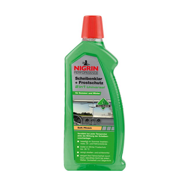 NIGRIN Performance Scheibenklar + Frostschutz – geeignet für Sommer wie Winter bis -35°C – (1L)