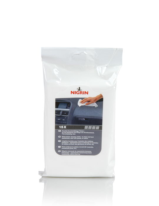 NIGRIN Kunststoffpflege-Tücher  (15 feuchte Tücher)